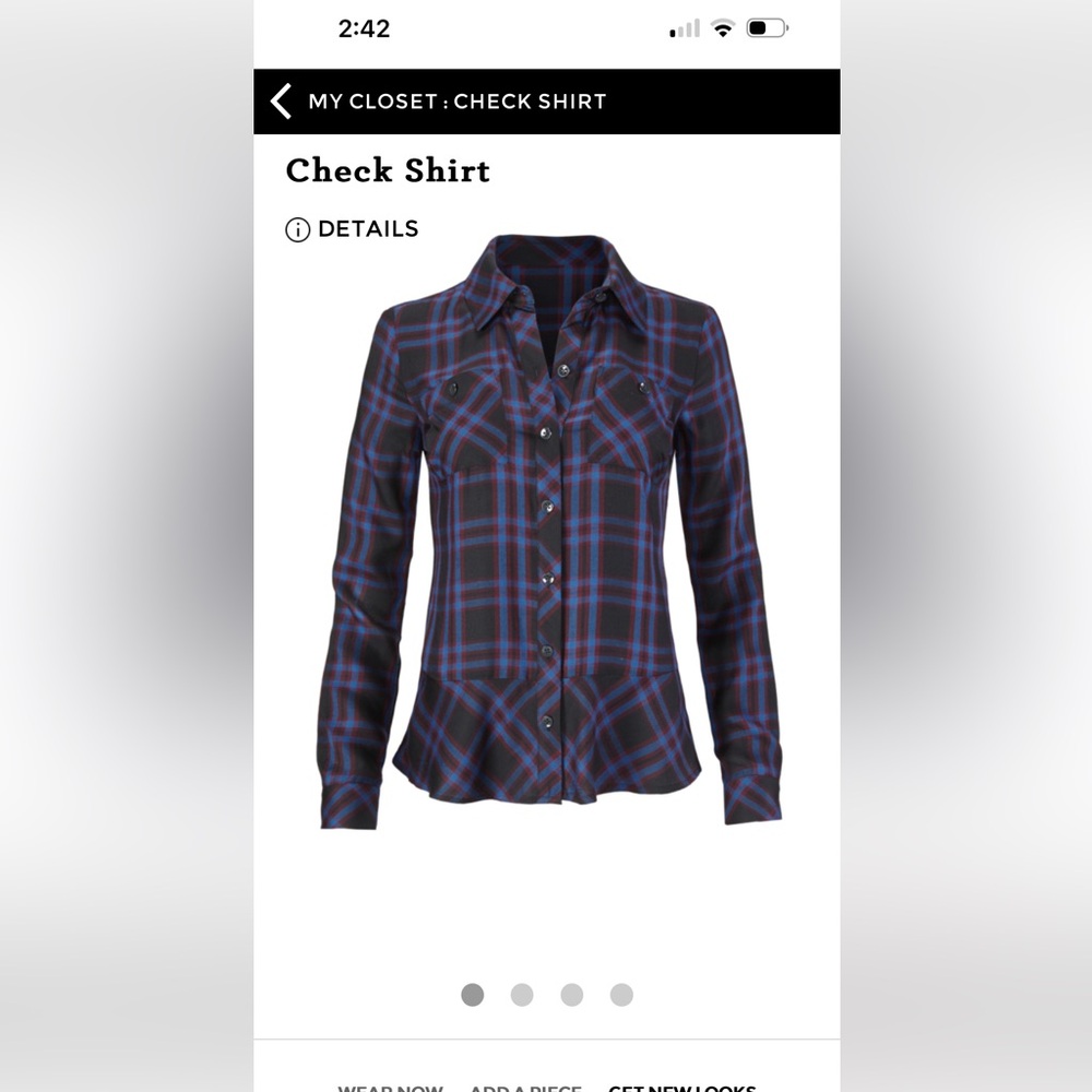 Cabi Check Shirt. Size medium